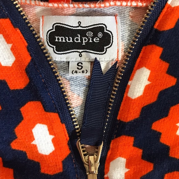 Graphic Print Orange and Navy Quarter Zip Pullover - Picture 4 of 5